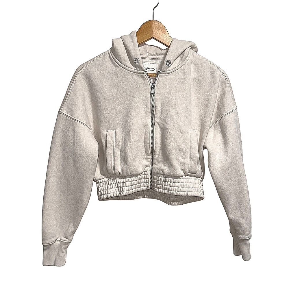 Abercrombie & Fitch Off-White Cropped Hoodie